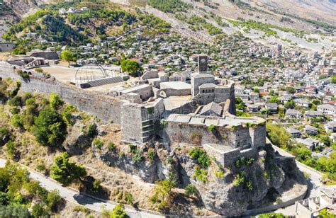 Gjirokaster Castle. Gjrocaster. Albania. View of the Fortress from ...