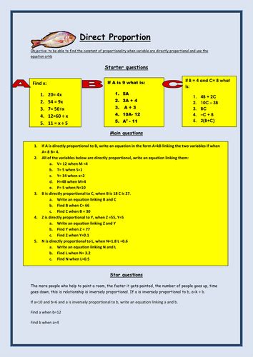 GCSE Maths: Direct Proportion Worksheet by bcooper87 - Teaching ...