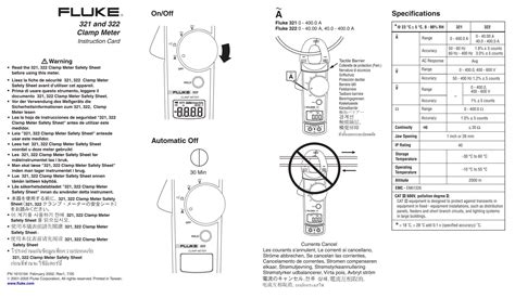 Fluke 321 and 322 digital clamp meter user manual