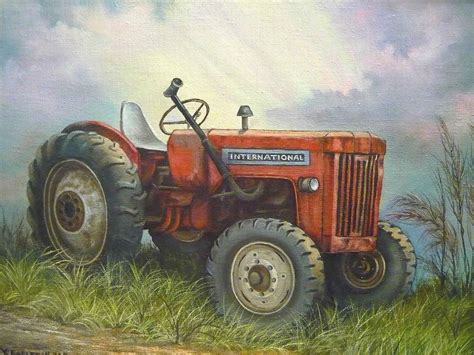 Old International Farm Tractor Painting by Vivian Eagleson