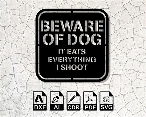 Beware of Dog Laser Cut Svg Dxf Files Wall Sticker Engraving - Etsy