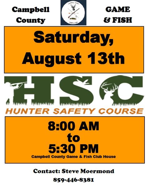 Hunter Safety Course 8/13 – Campbell County Game and Fish