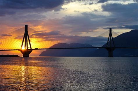 Sunset over bay bridge, bridge, mountains, sunset, clouds, bay, HD ...