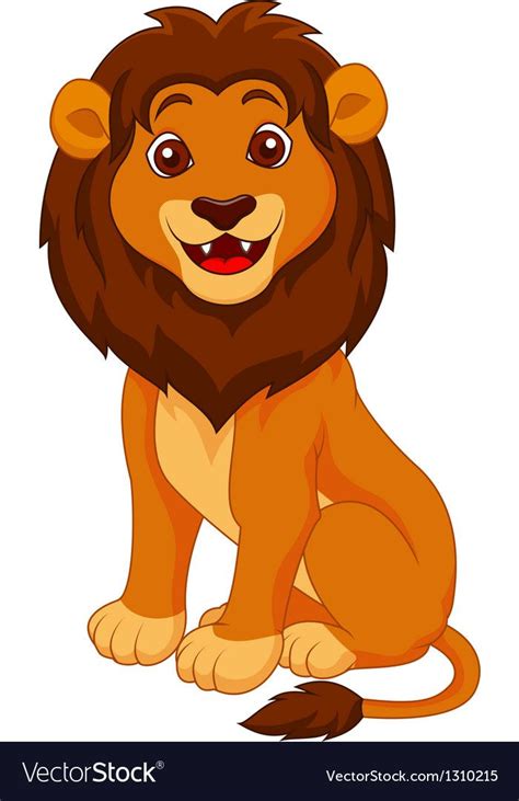 Funny lion cartoon vector image on VectorStock | Cute cartoon animals ...