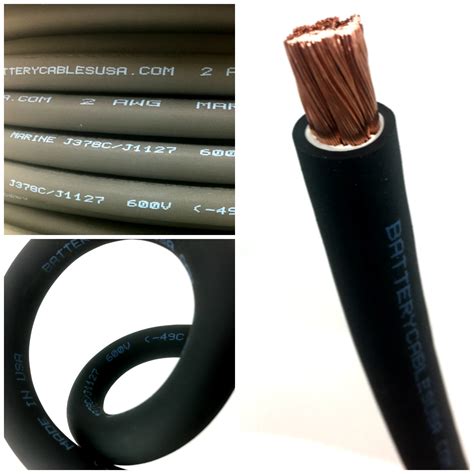 Battery Cable 2 AWG ( Size 2 Gauge ) Black - Copper Flexible Stranded ...