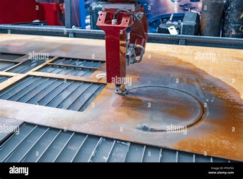 CNC water jet cutting machine modern industrial technology Stock Photo ...