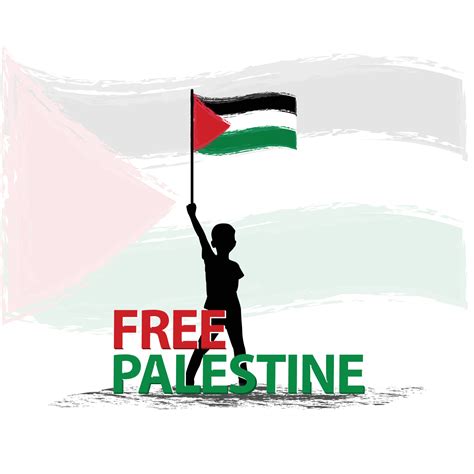 Free Palestine the boy stand with flag Vector illustration background ...