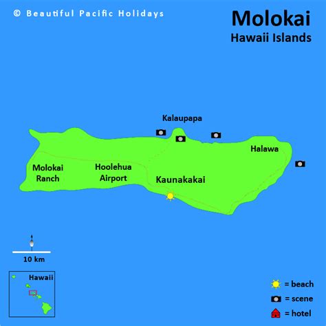 Map of Molokai Island in the Hawaiian Islands