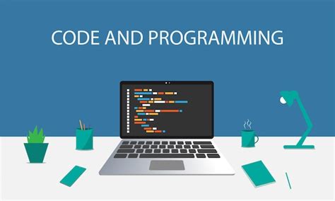 Premium Vector | Coding and programming software on windows laptop ...