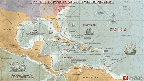 The Spanish Main & the West Indies c.1720 (Illustration) - World ...