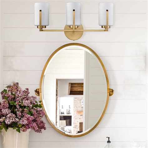 Modern 3-Light Gold Bathroom Vanity Lights Opal Glass| Claxy