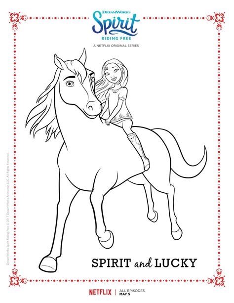 Spirit Riding Free Spirit and Lucky Coloring Page | Horse coloring ...