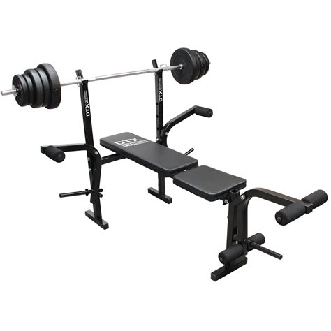 DTX Fitness Weights Bench Multi Gym Dumbell Workout Leg Bar/Preacher ...