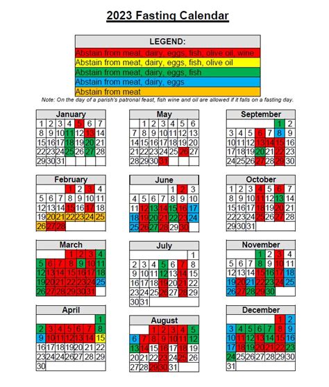 Ethiopian Fasting Calendar 2023 - Printable Calendar 2023