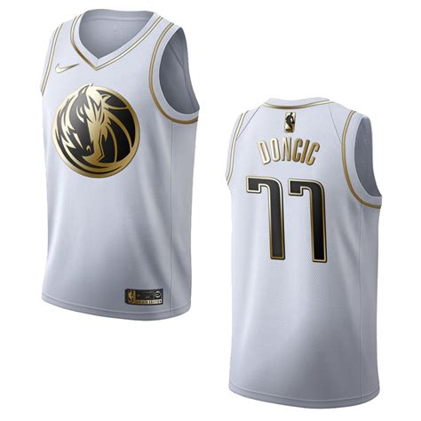 Men’s Dallas Mavericks #77 Luka Doncic Golden Edition Jersey – White ...