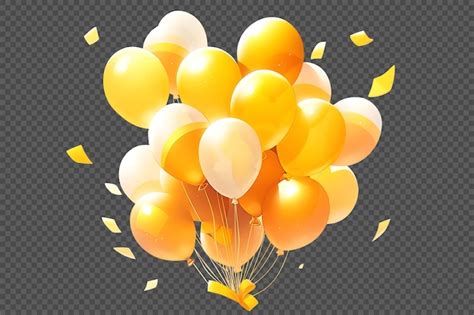 Free PSD | Shiny yellow balloons bunch