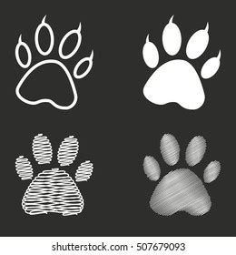 Paw Vector Icon White Illustration Isolated Stock Vector (Royalty Free ...