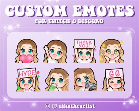 Cute Custom Emotes Emojis for Twitch and Discord / Kawaii / - Etsy ...