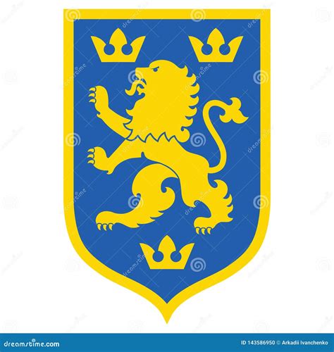 Heraldic Coat of Arms. Heraldic Lion and Three Crowns on the Knights ...