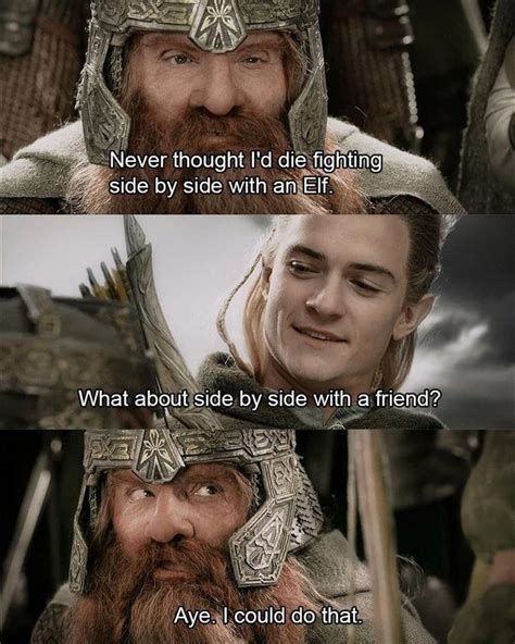 A humorous interaction between Legolas and Gimli that represents a lot ...