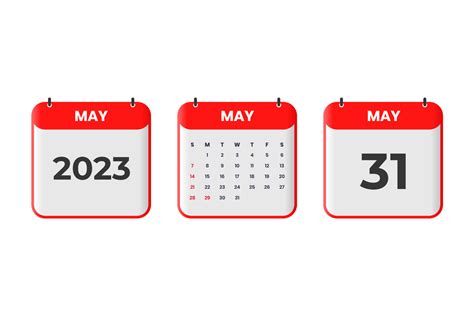 May 2023 calendar design. 31st May 2023 calendar icon for schedule ...