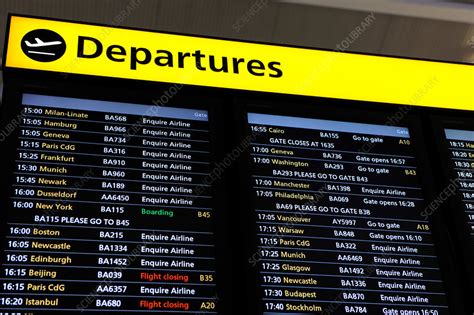 Airport terminal departure board - Stock Image - C037/8604 - Science ...