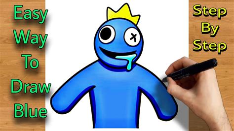 How To Draw Character Of Rainbow Friends Roblox Drawing Blue Easy ...