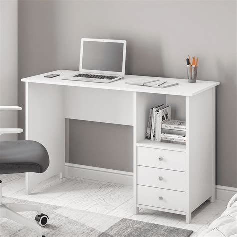 Techni Mobili Contemporary Desk with 3 Storage Drawers, White - Walmart.com