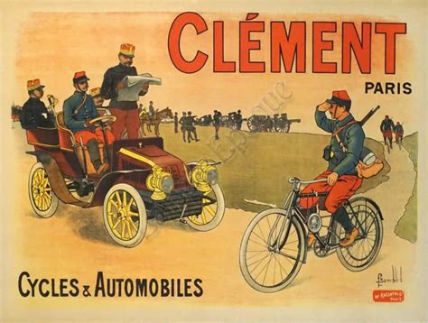 French Vintage Bicycle Poster 'Clement | Cycles & Automobiles' by Louis ...