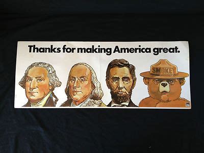 SMOKEY BEAR POSTER ★ 1976 Ad Council Placard Sign Making America Great ...