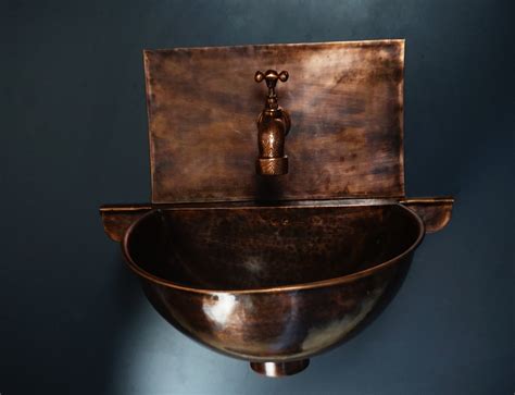 Copper Wall Mount Vessel Sink Bathroom rustic Vessel Copper - Etsy