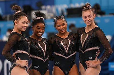 Sunisa Lee, Simone Biles, Jordan Chiles, and Grace McCallum at Tokyo ...