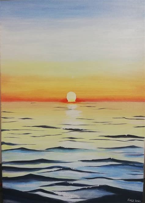 Calm Ocean sunset Painting by Vincent Van Rooyen | Saatchi Art