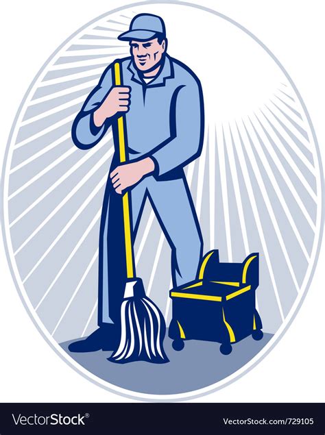 Cleaner janitor Royalty Free Vector Image - VectorStock