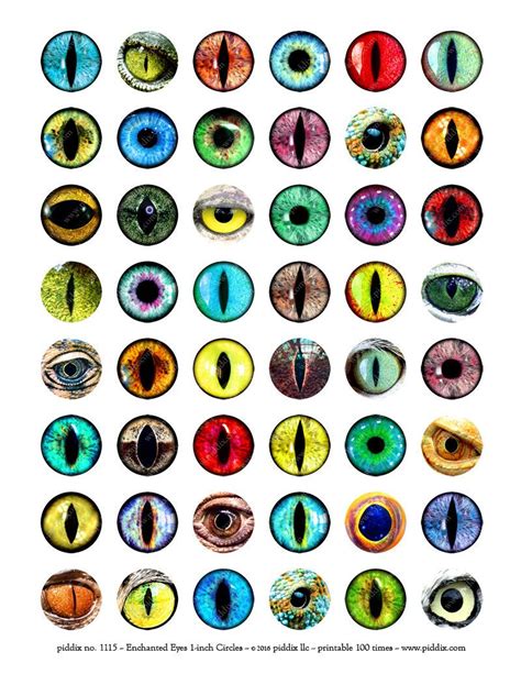 Printable Instant Download Dragons Fairies Enchanted Creature Eyes ...