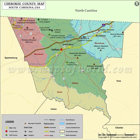 Cherokee County Map, South Carolina