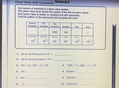 Open with Place Value with Exponents Our system of numerals is a place ...