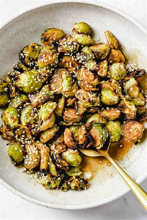 Asian Brussel Sprouts (Crispy Maple Soy Glaze) | I Heart Umami®