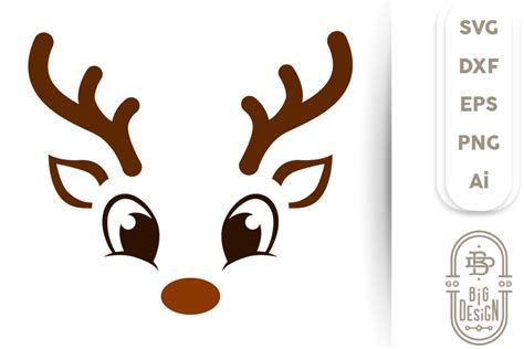 Xmas Cut Files Christmas Clipart Matching Reindeer Face SVG Reindeer ...