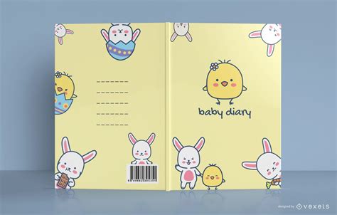 Cute Chicken Baby Diary Book Cover Design | Book cover art, Book cover ...