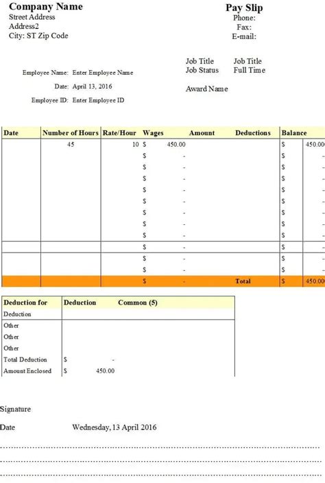 Printable Editable Payslip Template - Printable Templates