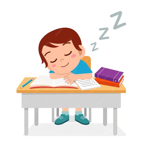 Premium Vector | Happy cute little kid boy sleep in class