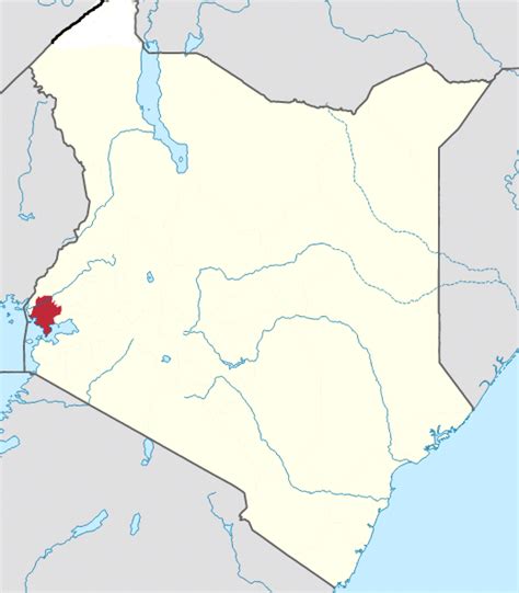 Map of Kenya with location of Siaya County highlighted in red within ...