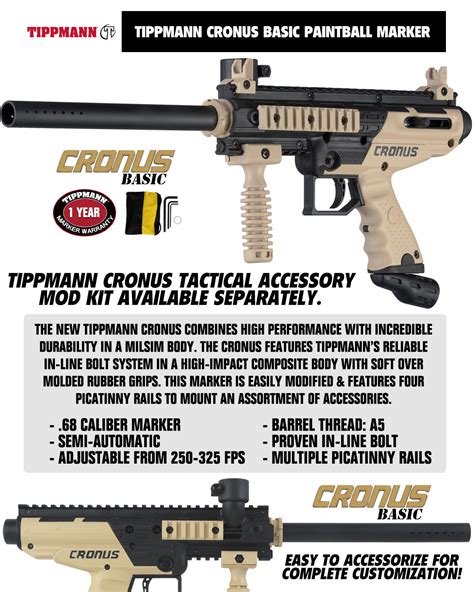 Tippmann Cronus Tactical Silver Paintball Gun Package From Paintball Deals