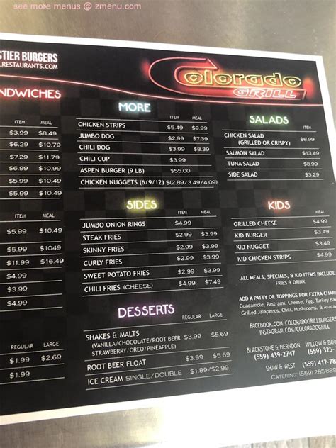 Menu at Colorado Grill restaurant, Fresno, W Shaw Ave #3422