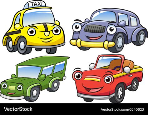 Cute cartoon car characters Royalty Free Vector Image