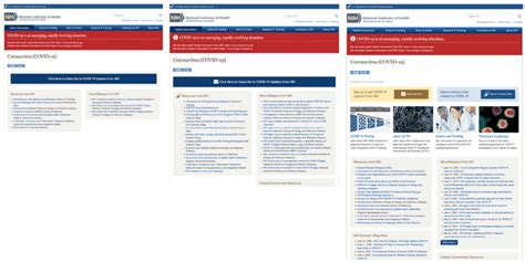 Screen captures of the National Institutes of Health (NIH) Coronavirus ...