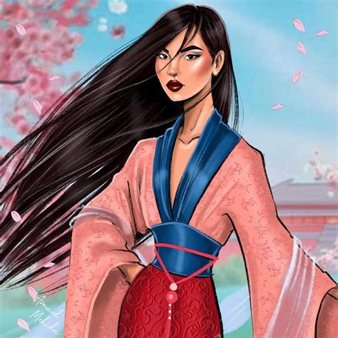 이미지: 사람 1명, 텍스트 | Mulan, Disney fan art, Disney girls