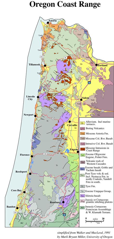 Geologic map of Oregon Coast Range – Geology Pics