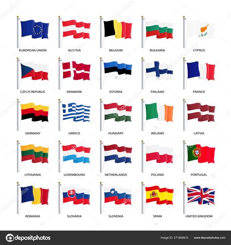 Banderas de países de la Unión Europea, estados miembros UE ...